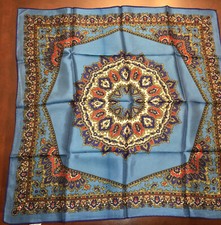 Vintage Blue Paisley 100 Acetate Scarf