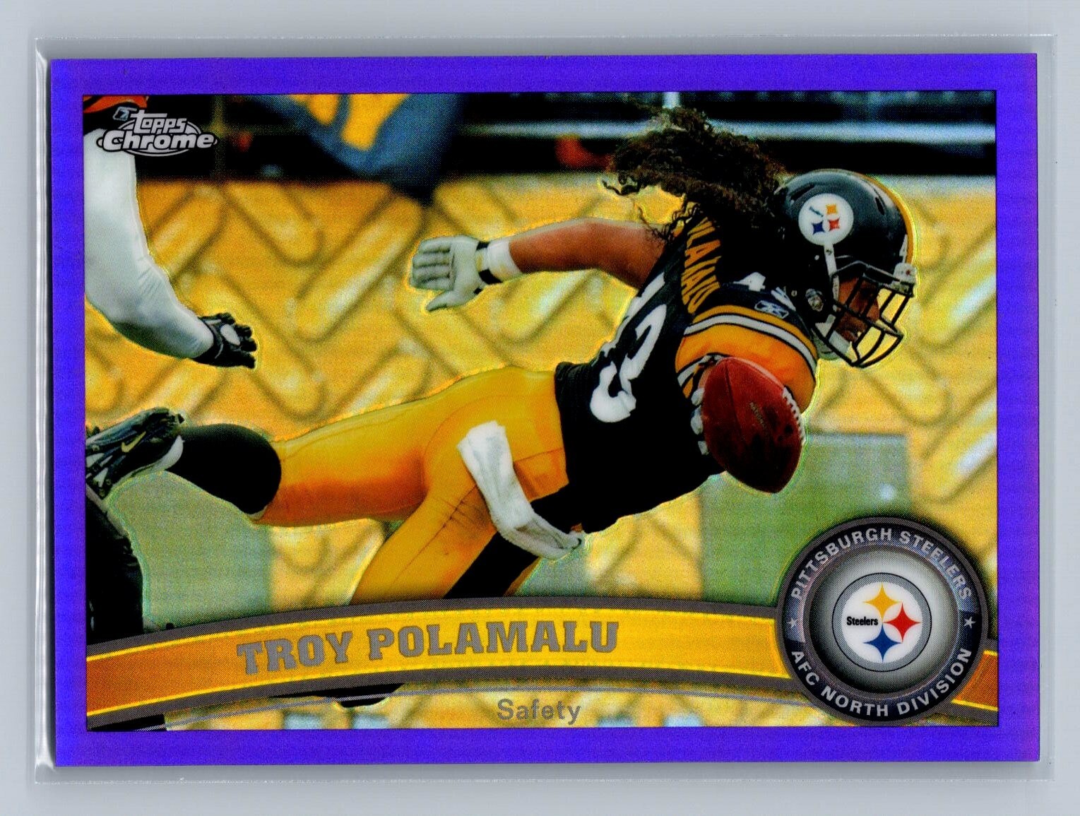 TROY POLAMALU 2011 Topps Chrome PURPLE Refractor /499 #180 Pittsburgh Steelers