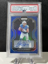 2020 Panini Chronicles Justin Herbert Prizm Black Blue Auto /25 PSA 10 - POP 2