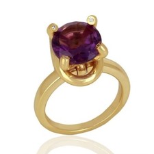 Prong Set Amethyst Gemstone Ring Sterling Silver Solitaire Engagement Rings