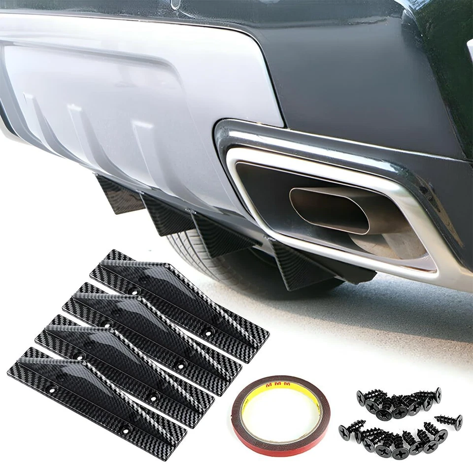 Rear Diffuser Lip Splitter Shark 4-Fins Spoiler Carbon For Hyundai Veloster Foto 2 de 4