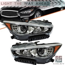 For Infiniti Q50 2014-2017 w/o AFS LED DRL Projector Headlights Pair Left+Right