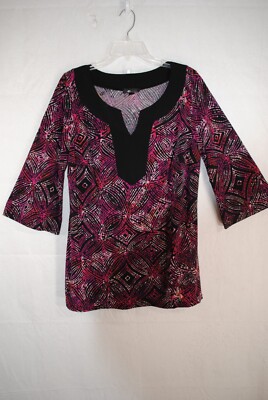 Women's AB Studio Multi Color Pullover Top Tunic Size 1X