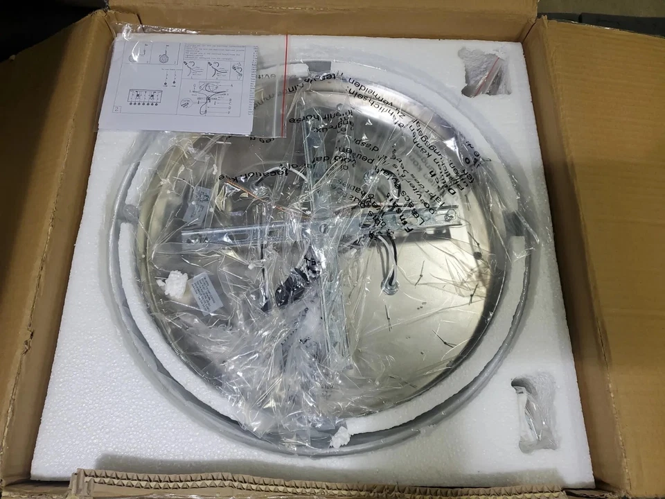 Warehouse Of Tiffany White, Silver & Chrome 17" Optimus Chandelier #RL8057 - Image 4 of 4