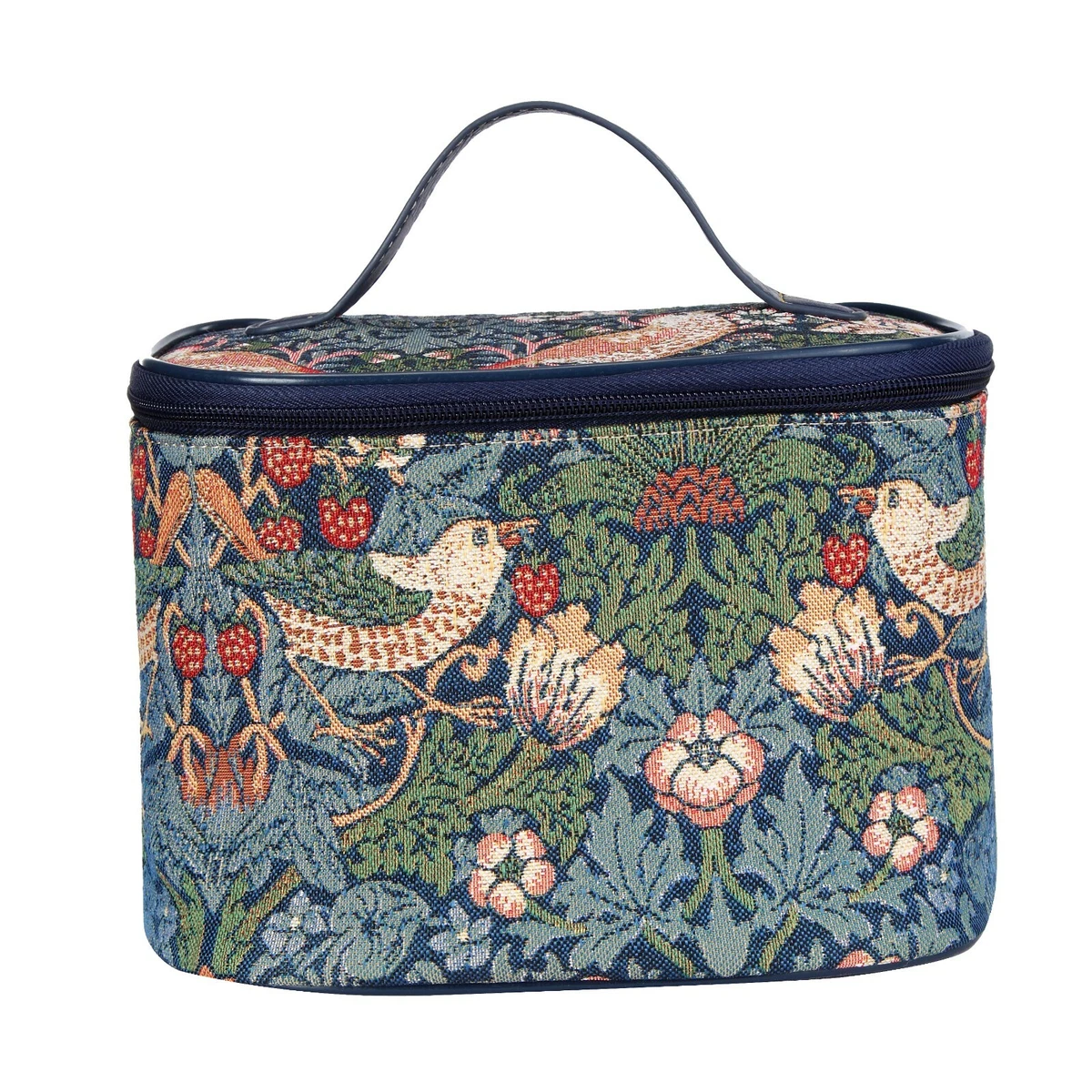 WILLIAM MORRIS STRAWBERRY BLUE THIEF MAKEUP CASE VANITY BAG