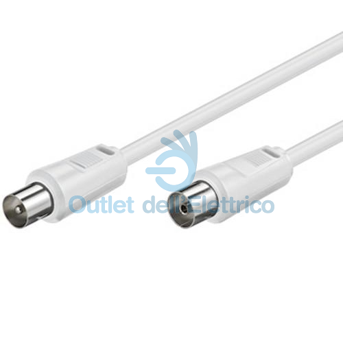 Câble TV Blanc 10 M Avec Connecteur Angle Droit - Haute Définition, Blindage Aluminium, Gaine PVC Durable - 10