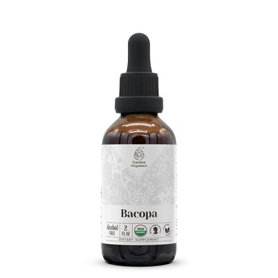 Bacopa USDA Organic | Alcohol-Free Extract Organic Herbal Drops Supplement Re...