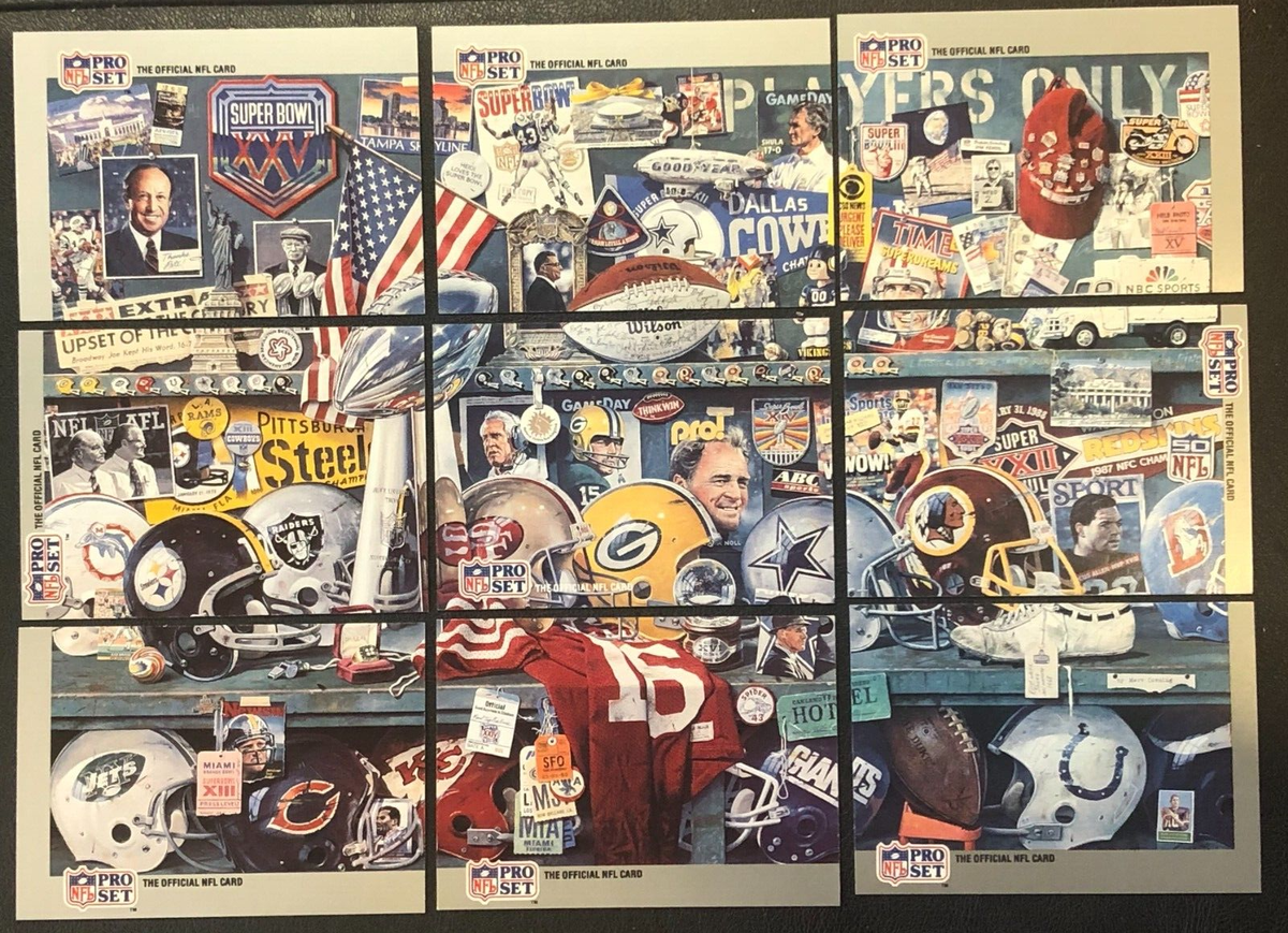 2)x 1990 Pro Set Super Bowl XXV Puzzle Football 9 Trading Card