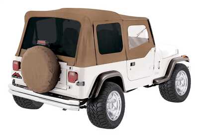 87-95 Wrangler Complete Spice Tan Denim Soft Top Frame Hardware W/Tinted Windows