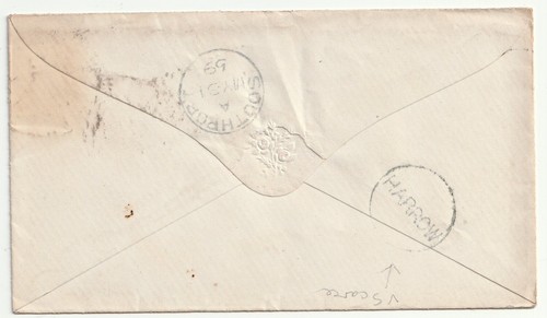 1859 LONDON NW 19 DUPLEX & UDC HARROW SUB PO IN CIRCLE 1d STAR HOTEL SOUTHPORT - Picture 2 of 2