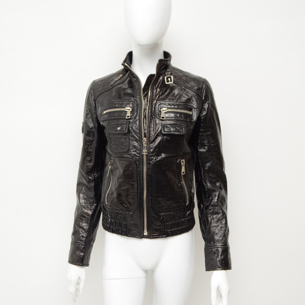 D&Gのジャケット Authentic Rare Women's Dolce & Gabbana Patent Leather Black Jacket