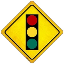 Traffic Signal Novelty Mini Metal Road Notice 8" Cross Xing Crossing Sign