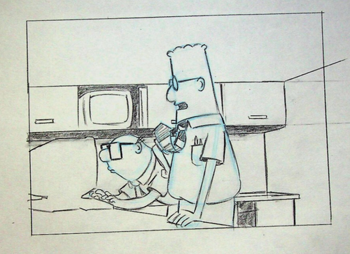 Lápiz de diseño dibujado a mano Dilbert (serie de televisión) 1999 EP 16 producción de embarazo - Imagen 2 de 2