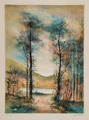 Antonio Rivera (*1939) signierte Farblithografie BORD DE LAC