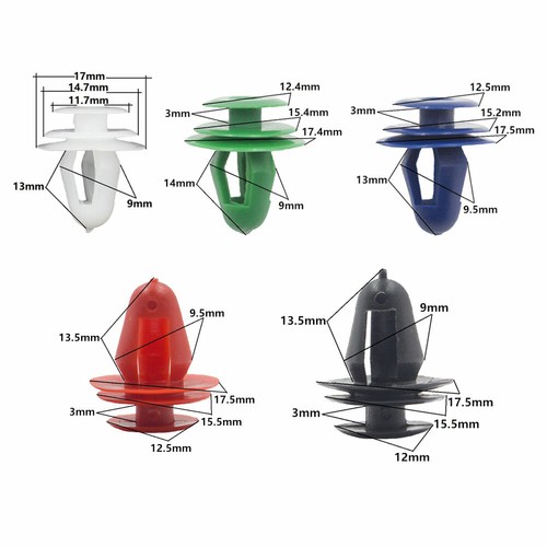 50PC Car Door Panel Clips Fixing Fastener 9mm Hole Door Panel Card Clip