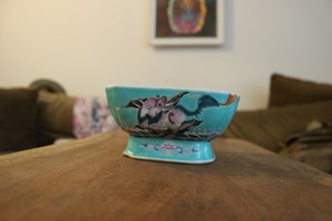 Vintage Chinese 4 Diff Water Dragons - Square Bowl - Signed and Stamped