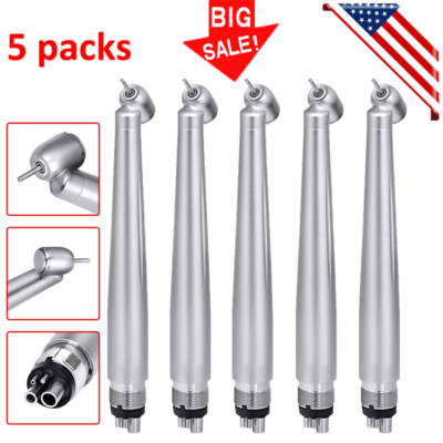 1-5pcs Dental Surgical 45° High Speed Handpiece Push Button Single Spray 4 Hole
