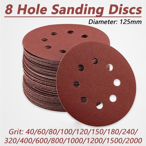 Schleifscheiben 8 Loch Schleifpapier 40-2000 Körnung Schwingschleifer Pads rot 125 mm 5 Zoll - Bild 2 von 8