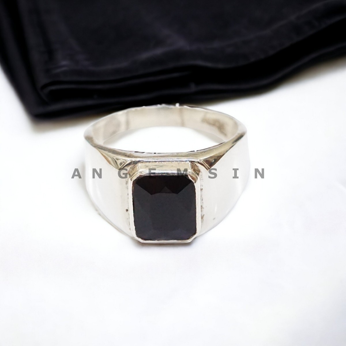 silver925 ×onyx ミリタリー　リング Onyx Gemstone With 925 Sterling Silver Groom Ring For Men's