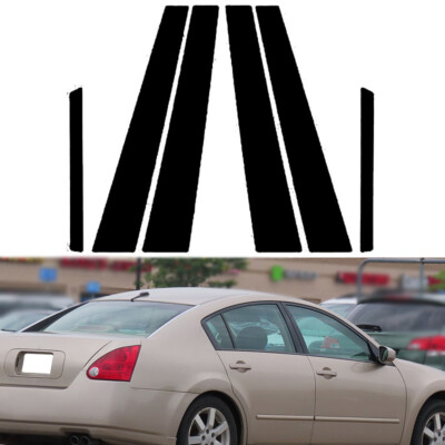 6PCS Window Pillar Posts Decal Trim Glossy Black For Nissan Maxima A34 2004-2008