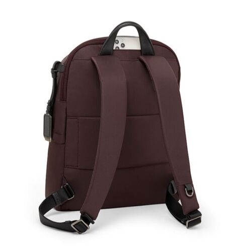 NEW Tumi Voyageur HALSEY 14.5” Nylon & Leather Laptop Backpack - DEEP PLUM - Picture 5 of 6