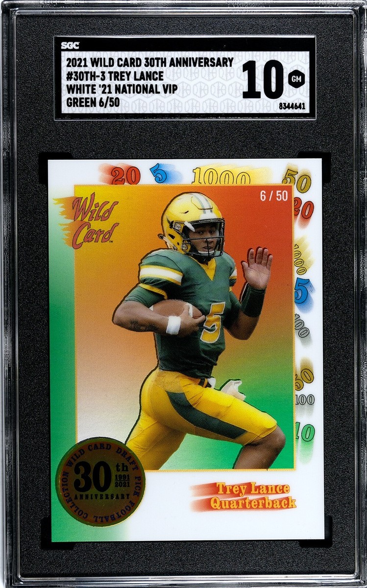 2021 Wild Card 30th Anniversary White #3 Trey Lance GREEN /50