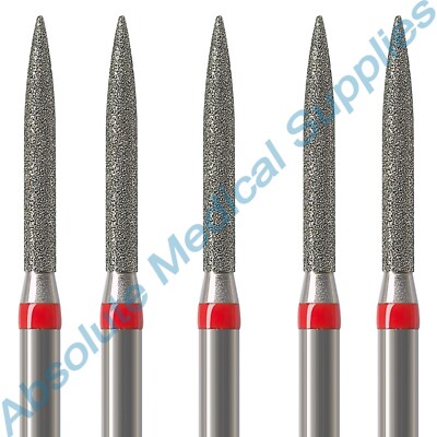 *5-Pieces* NTI Diamond Bur Friction Grip Shank Fine Flame 863-012F-FG