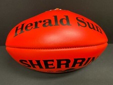 AFL SHERRIN KANGAROO BRAND LEATHER FOOTBALL Herald Sun logo  