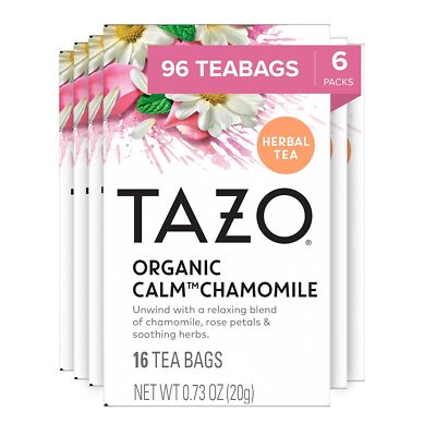 TAZO Calm Chamomile Herbal Tea 96 Bags Caffeine Free Relaxation Tea