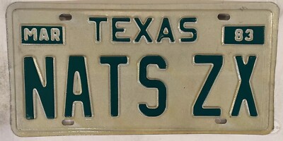 Vanity NAT'S ZX CAR license plate Nathaniel Nathan Nate Nissan