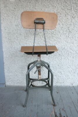 Vintage TOLEDO Swivel Drafting Chair. Metal Industrial Design