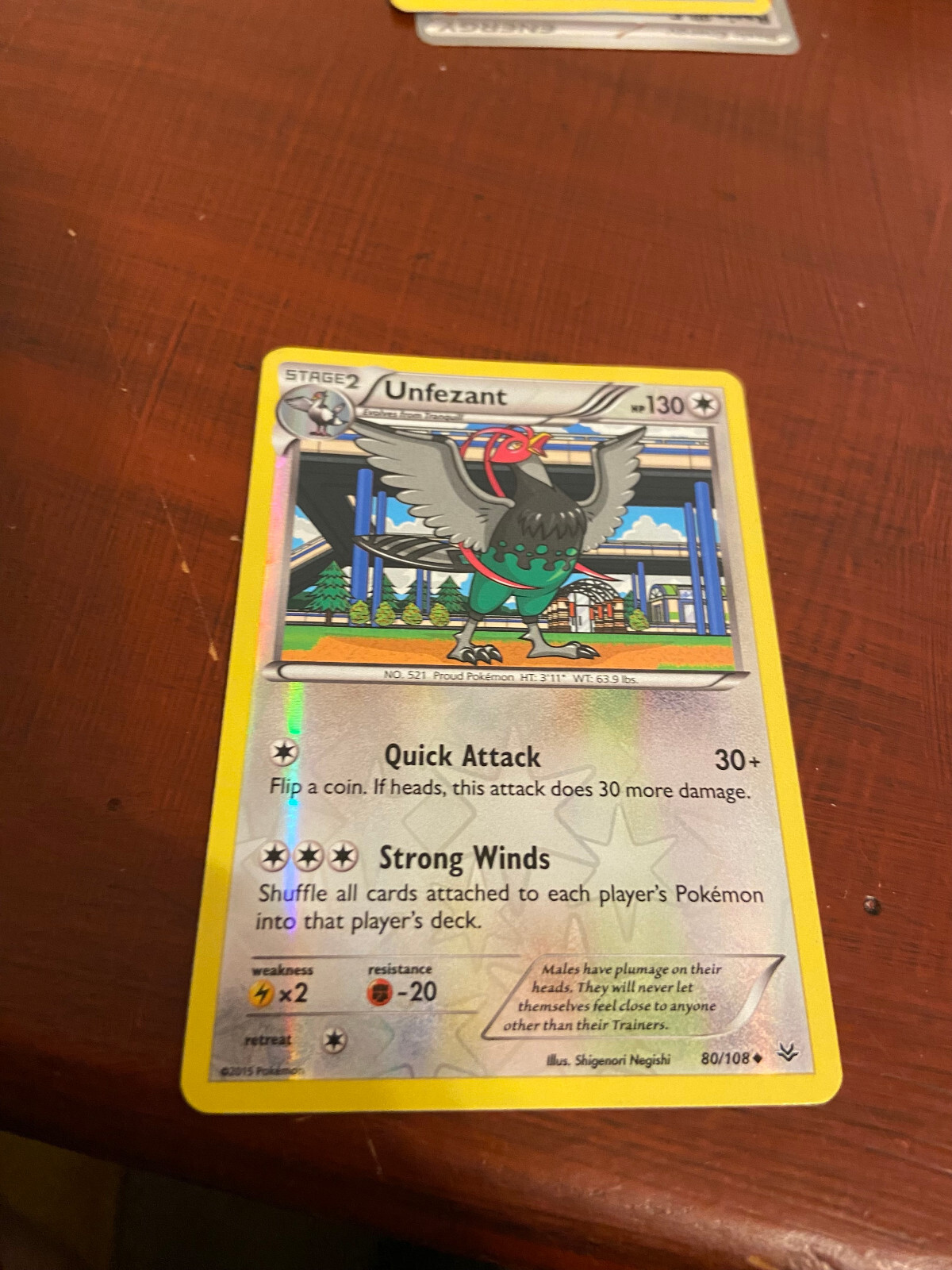 Unfezant 80/108 Pokemon XY - Roaring Skies Uncommon Reverse Holo NM