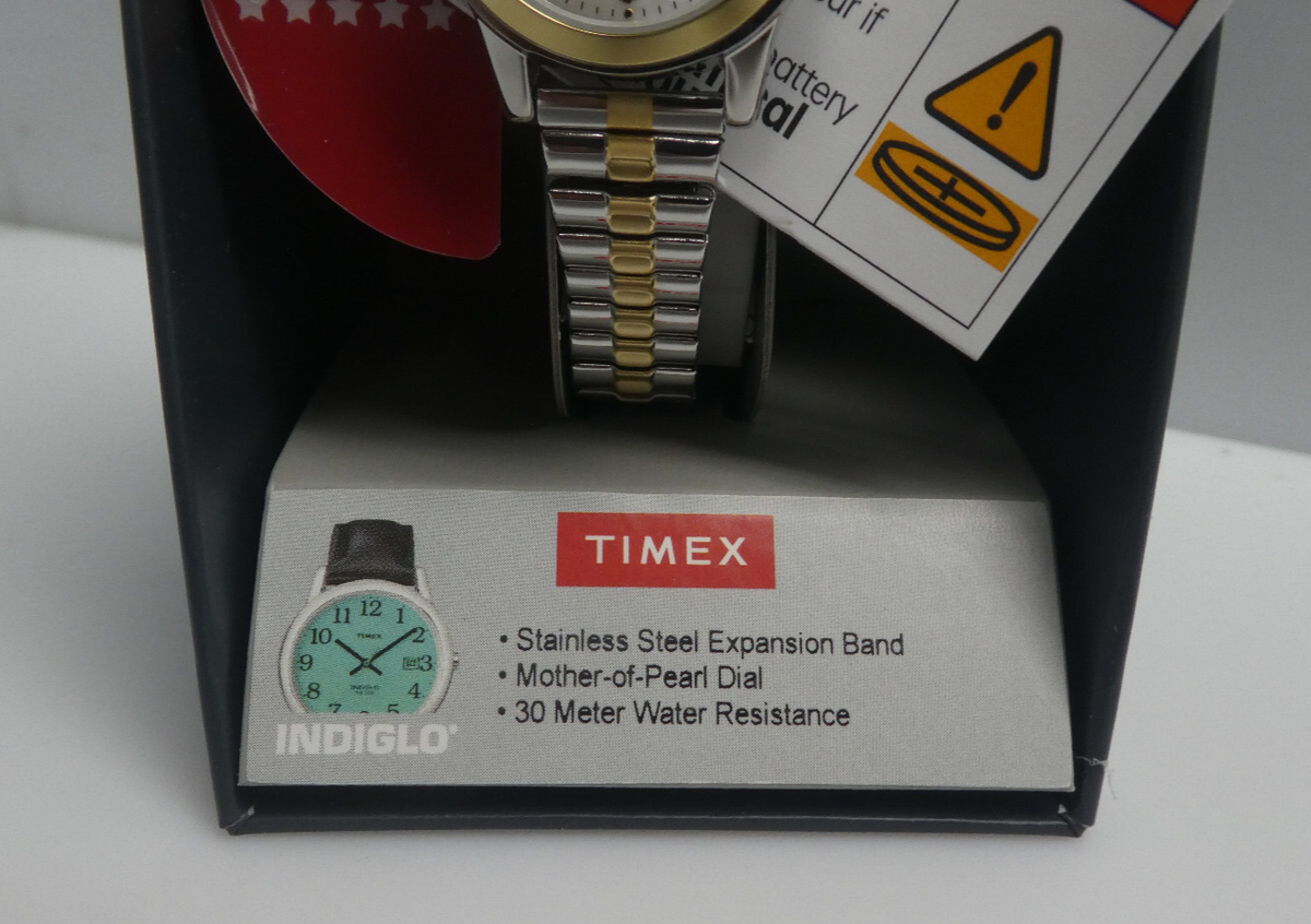 Essex Ave Ladies Indiglo Quartz Watch By Timex Two Tone Expansion Bracelet 25mm Free Shipping! Timex Silver Women main image 3