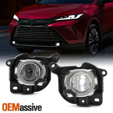 For 2021-2024 Toyota Venza LED Bumper Fog Lights Pair w/ Wire Harness Bracket