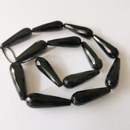 Full Strand Black/Blue/Brownish Red Agate Faceted Long Teardrop Beads 30x10mm - 第 6/10 張圖片