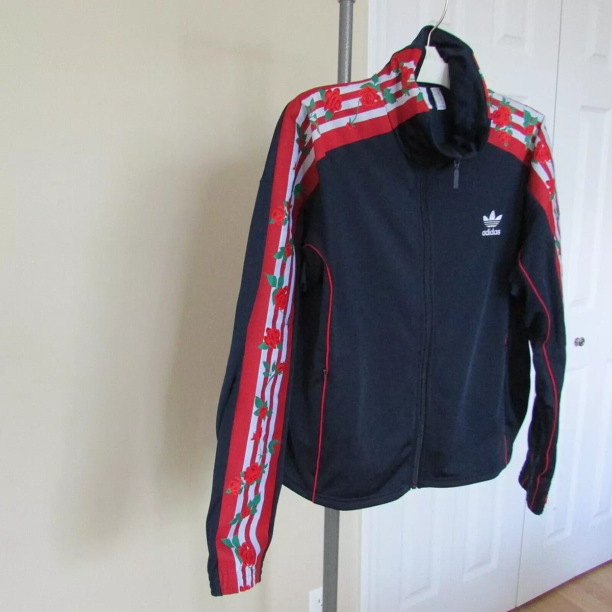 Adidas red cropped clearance track jacket