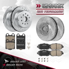 Front Rear Drilled Rotors & Ceramic Brake Pads For 01-05 Lexus GS300 GS430 IS300