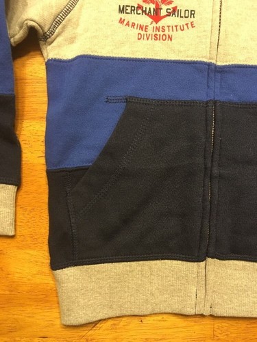 Nautica Boy's Gray & Blue Striped Full Zip Hooded Sweatshirt Small - Picture 9 of 12