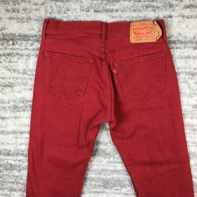 Levi's 501 XX Jeans Mens 32x32 Straight Button Fly Red Measure