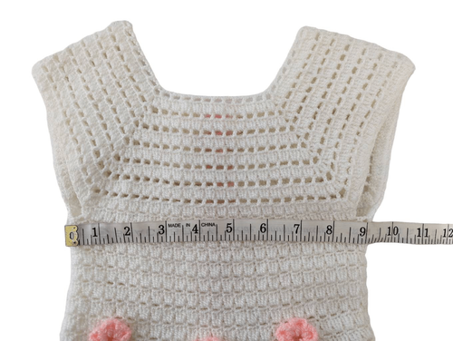 Handmade Crochet Dress Pink & white Toddler girl Sz 2T/3T - Picture 10 of 11