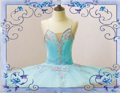 2023 Jupe Ballet Professionnelle Classique Crêpe Tu Costumes Bleu - Photo 1 sur 9
