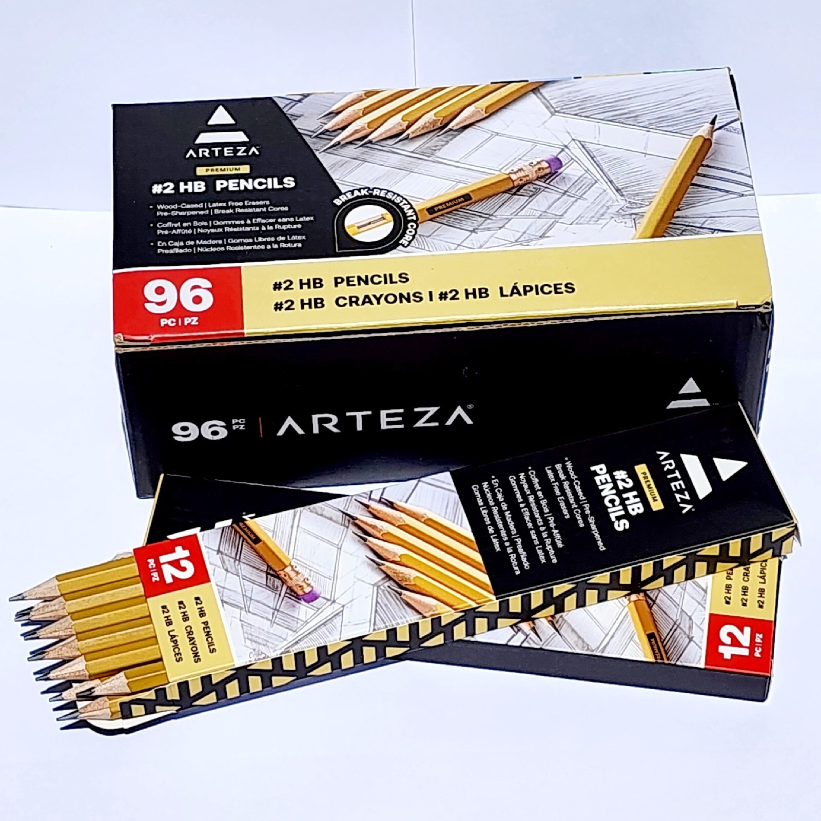 ARTEZA HB #2 School Pencils Bulk Pack of 96 Wood-Cased Graphite Pencils-image