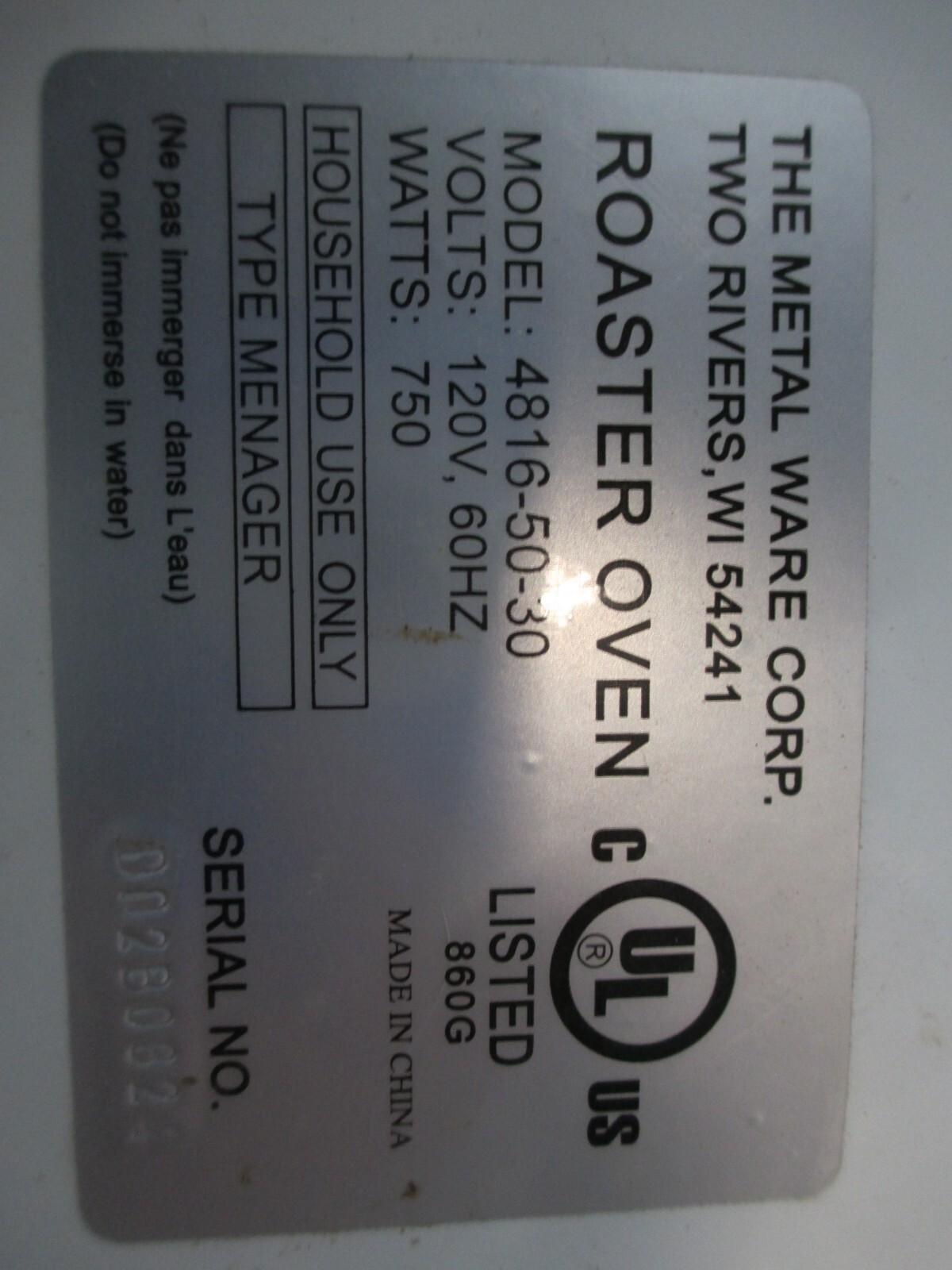 NESCO Roaster Oven 6-Quart Model 4816-50-30 - White- New Open Box