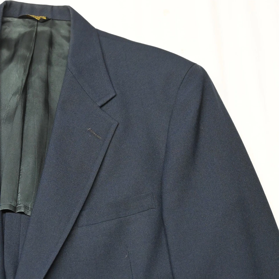 Blazer Abrigo Deportivo De Colección Hecho en EE. UU. 50R Azul Marino Hopsack Botón Dorado Doble Pecho Foto 2 de 4