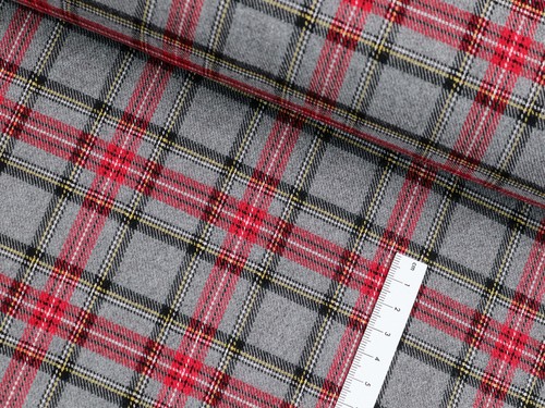 SCHOTTENKARO Karo Stoff Tartan Glencheck Kilt GRAU ROT Klein EUR 13,98/m - Bild 2 von 2