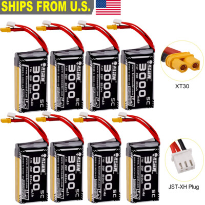 7.4V 3000mAh 2S Lipo Battery w/ XT30 Plug for RC RadioMaster TX16S Hall Jumper