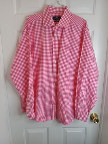 Vineyard Vines Mens Shirt Large Pink White Long Sleeve Button Up Cooper Shirt - Picture 19 of 21