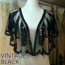 Damen Glitzer Glänzend Pailletten Umhang Bolero Stola Schal Netz Braut Hochzeit