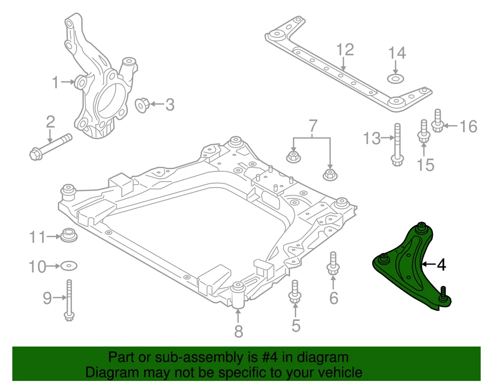 Nissan LEAF 2013-2017 genuino - brazo de control inferior 54500-3NF0A Foto 2 de 2