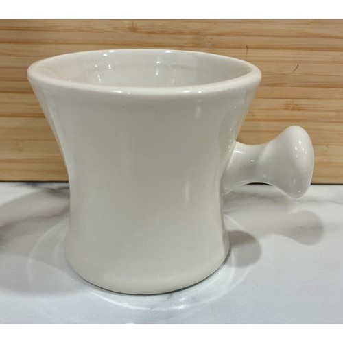 Vintage 2000s Porcelain White Shaving Mug w/ Knob Handle 